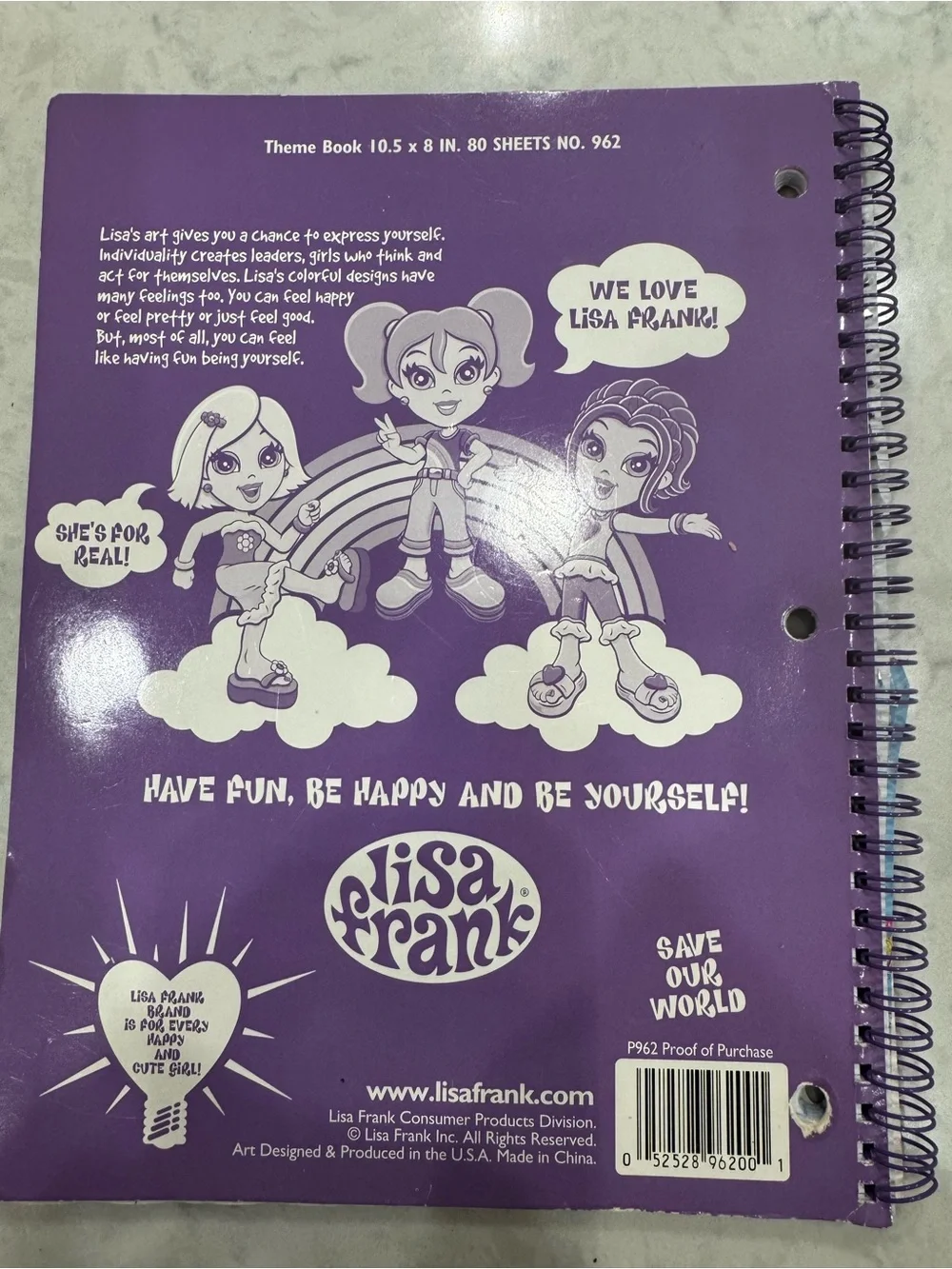 Vintage Y2K Lisa Frank Butterfly Girl Spiral Notebook Theme Book #962 🌈🦋